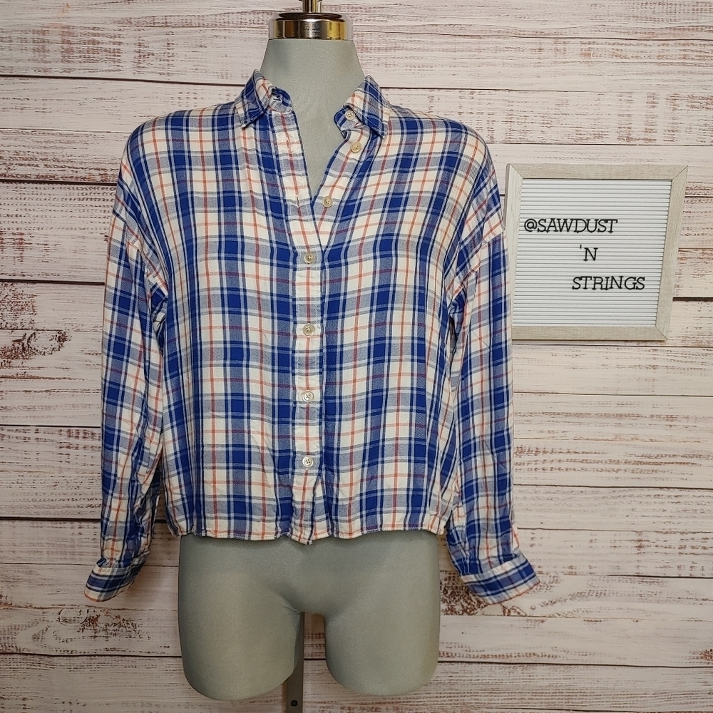 Aritzia Wilfred Free Cropped Plaid Shirt XS